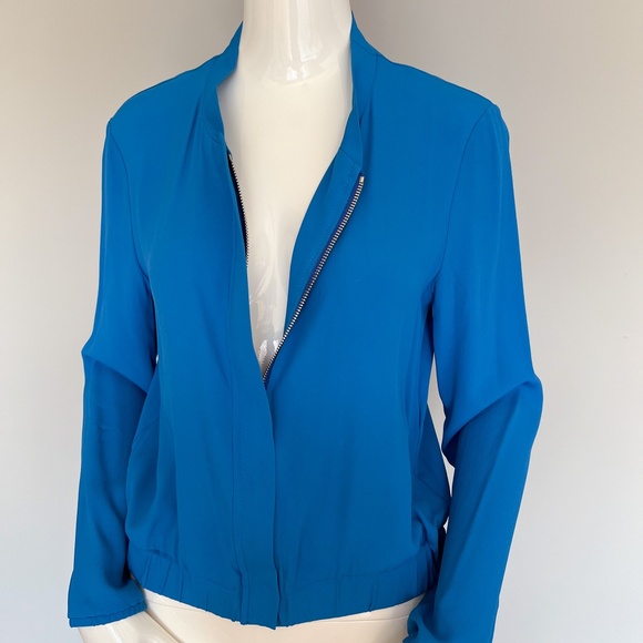 $280 NWT Mariella Rosati Made In Italy Blue Zip Up Top Blouse Long Sleeve 40IT - Picture 3 of 17